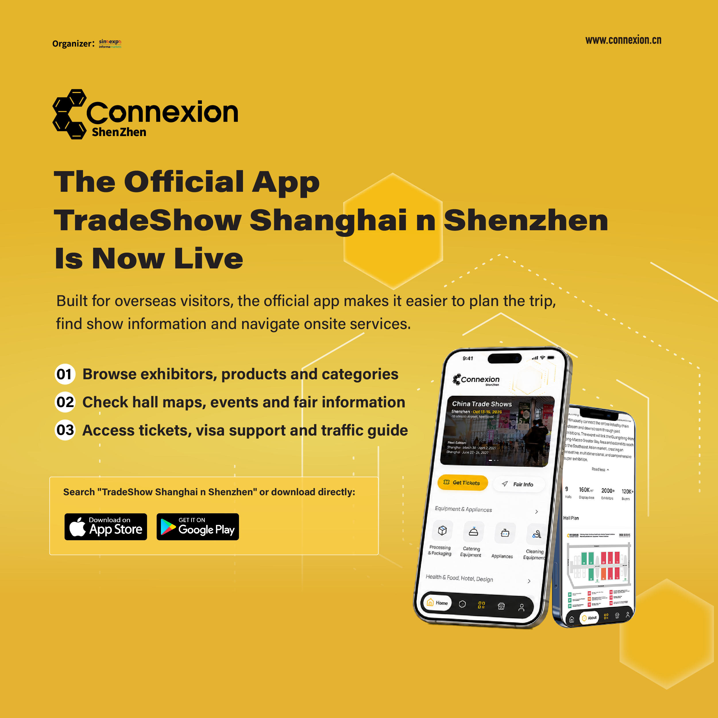 TradeShow Shanghai n Shenzhen App campaign visual with two phone previews