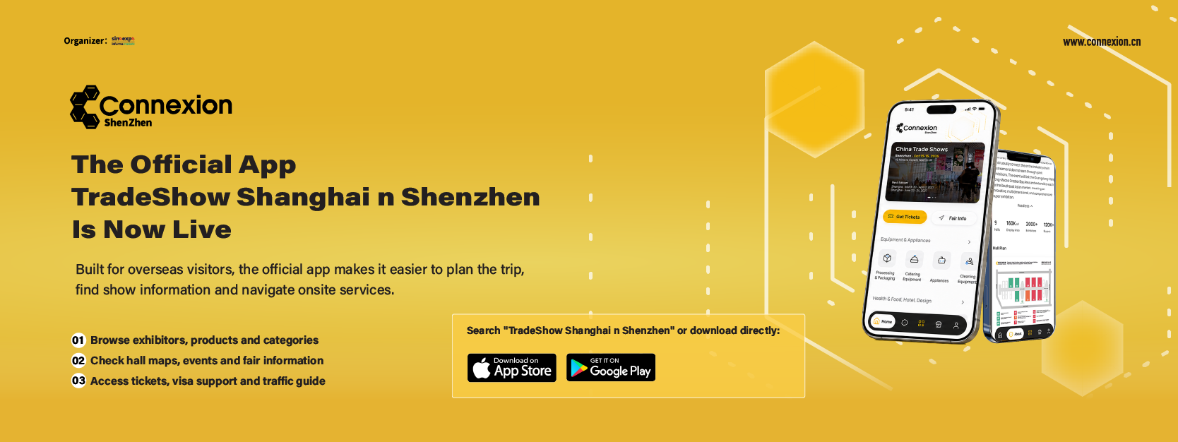TradeShow Shanghai n Shenzhen App campaign visual with two phone previews
